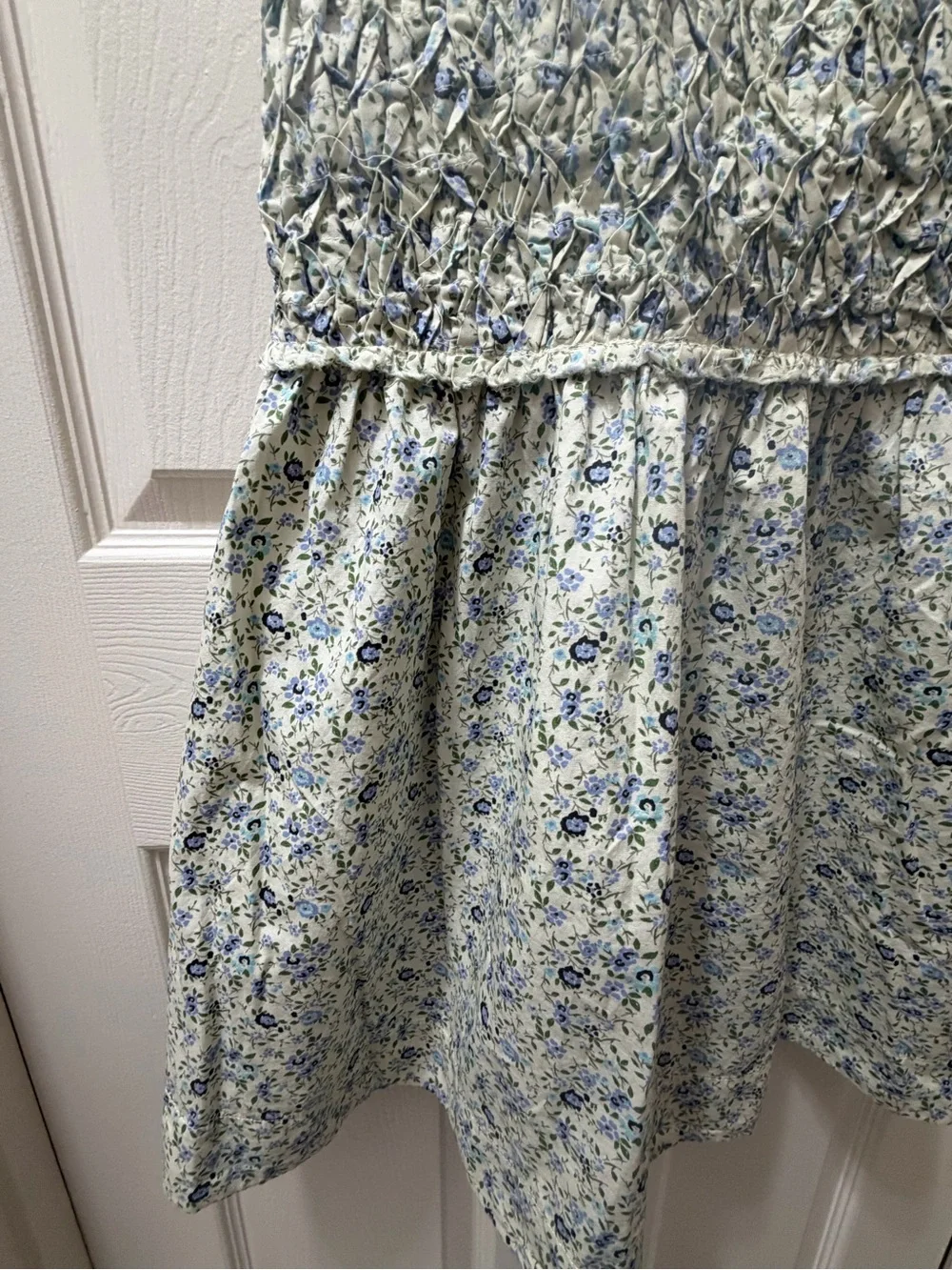 Free People Blue Floral Smocked Mini Dress